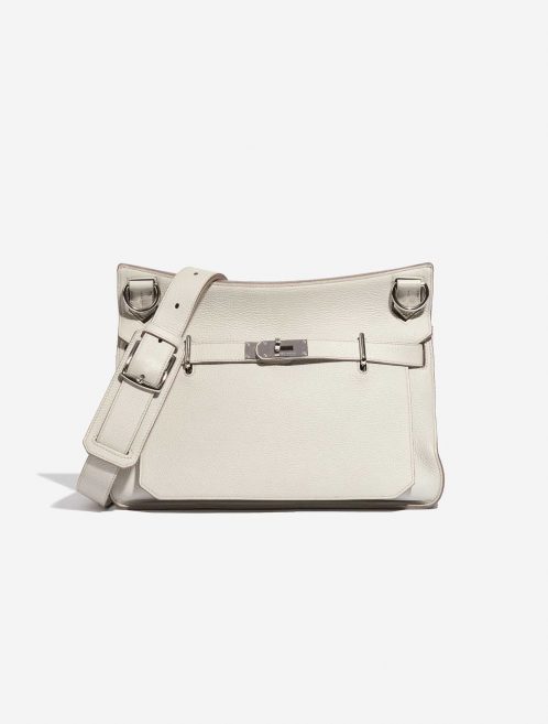 Pre-owned Hermès bag Jypsière 34 Clemence Beton White Front | Sell your designer bag on Saclab.com