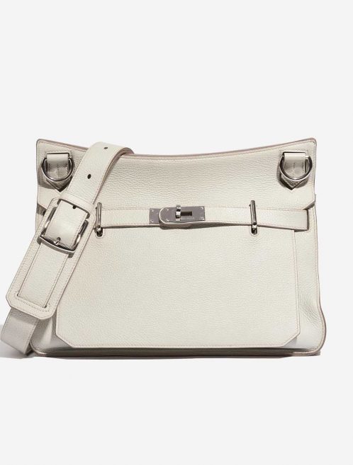 Pre-owned Hermès bag Jypsière 34 Clemence Beton White Front | Sell your designer bag on Saclab.com
