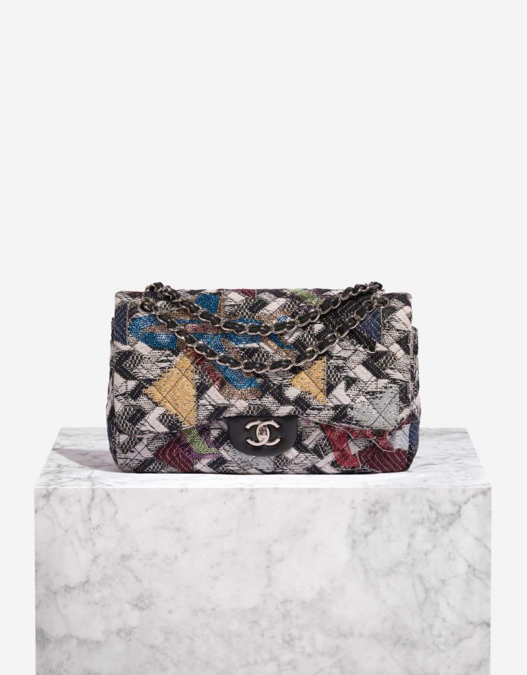 Pre-owned Chanel bag Timeless Jumbo Tweed / Rhinestone Multicolour Multicolour Front | Sell your designer bag on Saclab.com