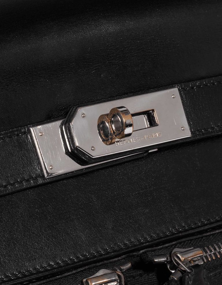 Pre-owned Hermès bag Kelly Lakis 40 Toile / Box Black Black Front | Sell your designer bag on Saclab.com