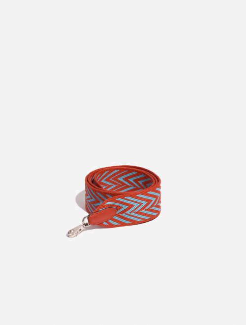 Pre-owned Hermès bag Strap 105 Toile Red / Blue Blue, Red Front | Sell your designer bag on Saclab.com