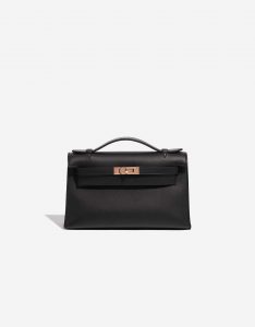 Pre-owned Hermès bag Kelly Pochette Swift Black Black Front | Sell your designer bag on Saclab.com
