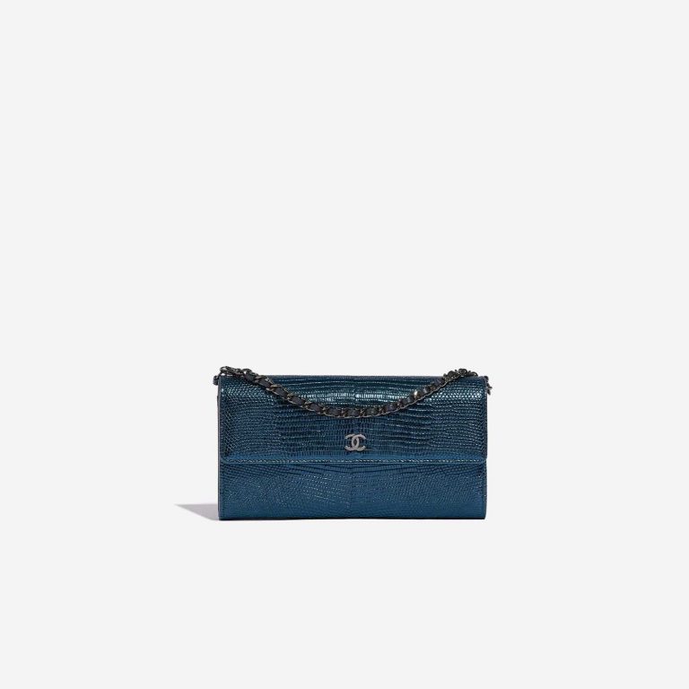 Pre-owned Chanel bag WOC Lizard Blue Blue Front | Sell your designer bag on Saclab.com