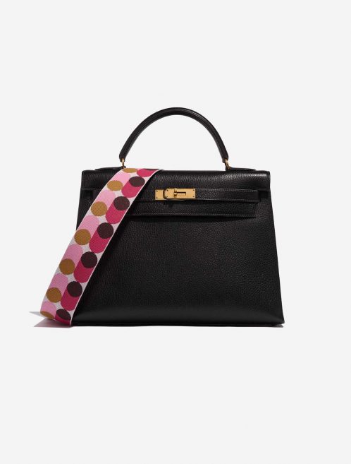 Pre-owned Hermès bag Sangle Flipperball Strap Canvas Framboise / Pink / Chocolate / Sesame / Blanc Multicolour Detail | Sell your designer bag on Saclab.com