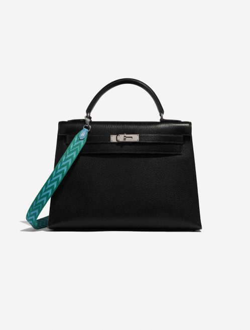 Pre-owned Hermès bag Strap Canvas Turquoise / Mint Blue, Green Detail | Sell your designer bag on Saclab.com