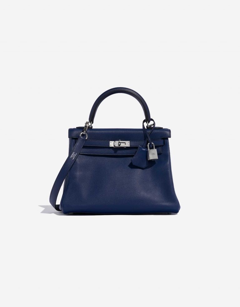 Pre-owned Hermès bag Kelly 25 Swift Blue Saphir Blue Front | Sell your designer bag on Saclab.com