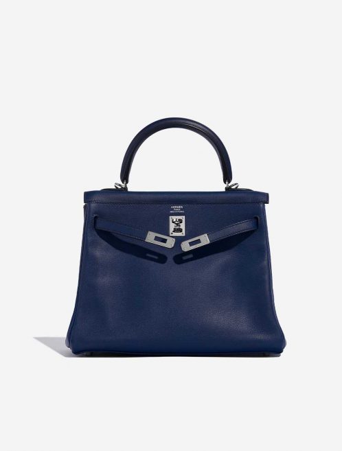Pre-owned Hermès bag Kelly 25 Swift Blue Saphir Blue Front Open | Sell your designer bag on Saclab.com