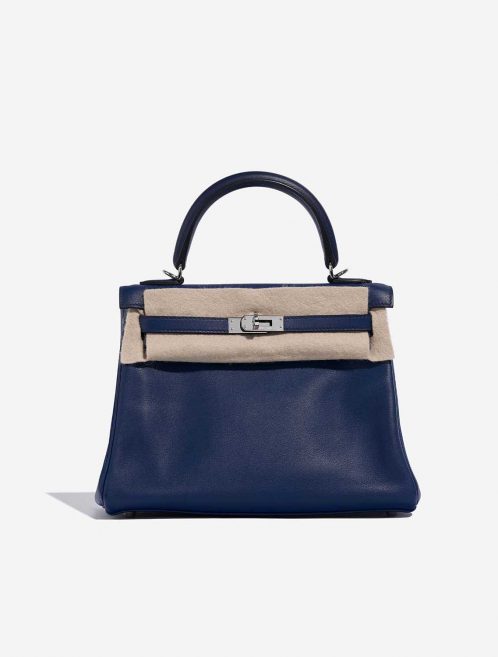 Pre-owned Hermès bag Kelly 25 Swift Blue Saphir Blue Front Velt | Sell your designer bag on Saclab.com