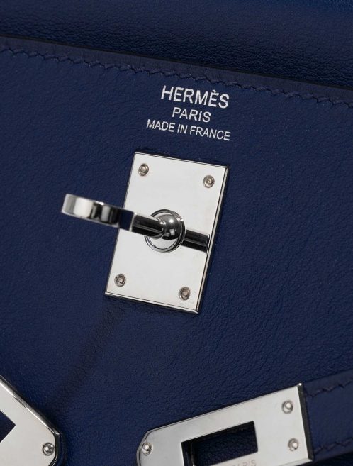 Pre-owned Hermès bag Kelly 25 Swift Blue Saphir Blue Logo | Sell your designer bag on Saclab.com