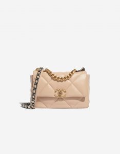 Pre-owned Chanel bag 19 Flap Bag Lamb Beige Beige Front | Sell your designer bag on Saclab.com