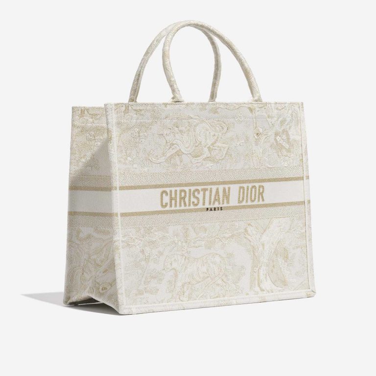 Pre-owned Dior bag Book Tote Large Canvas Beige / Gold Beige, Gold Side Front | Sell your designer bag on Saclab.com