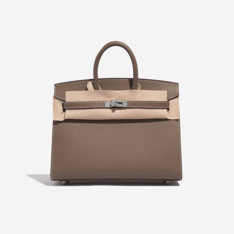 Pre-owned Hermès bag Birkin 25 Epsom Etoupe Brown Front Velt | Sell your designer bag on Saclab.com