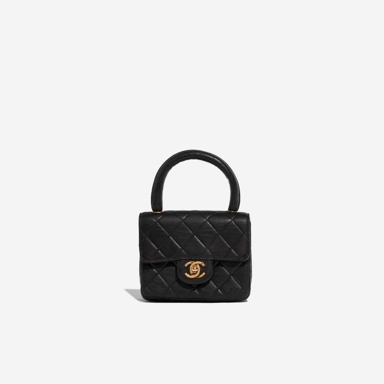 Pre-owned Chanel bag Timeless Handle Small Lamb Black Black Front | Sell your designer bag on Saclab.com