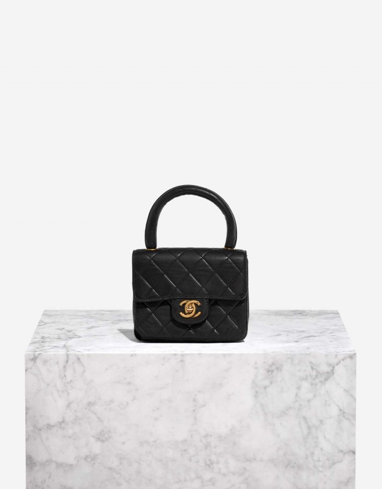 Pre-owned Chanel bag Timeless Handle Small Lamb Black Black Front | Sell your designer bag on Saclab.com