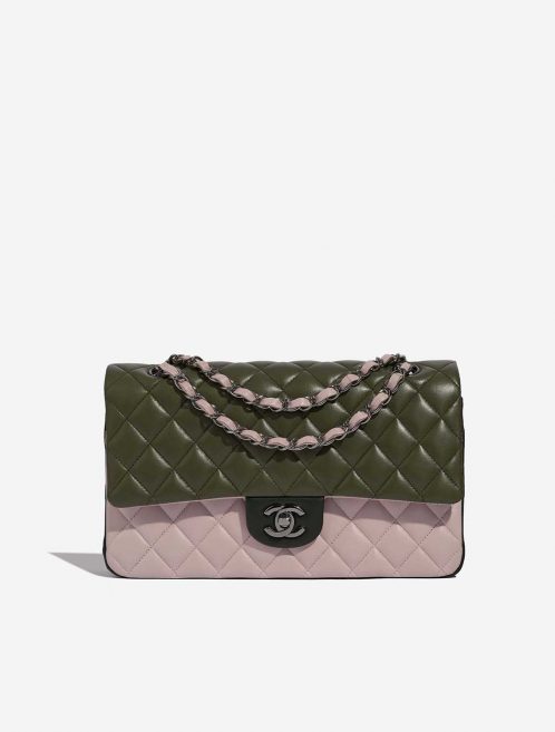 Pre-owned Chanel bag Timeless Medium Lamb Tri-colour Rose / Khaki / Emerald Green, Rose Front | Sell your designer bag on Saclab.com
