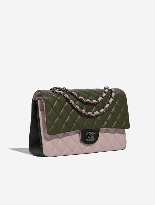 Pre-owned Chanel bag Timeless Medium Lamb Tri-colour Rose / Khaki / Emerald Green, Rose Side Front | Sell your designer bag on Saclab.com