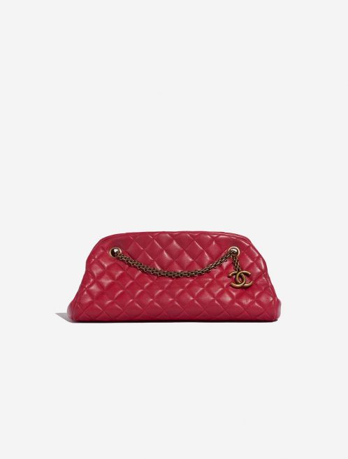 Pre-owned Chanel bag Bowling Mademoiselle Medium Lamb Raspberry Red Red Front | Sell your designer bag on Saclab.com