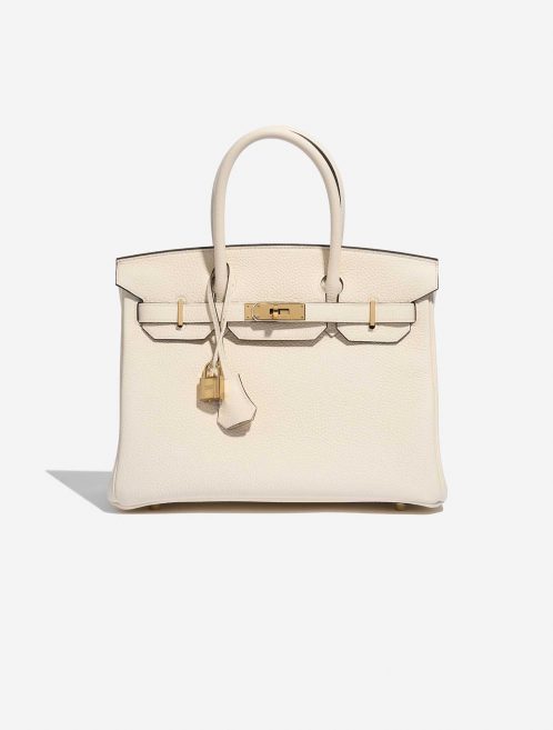 Pre-owned Hermès bag Birkin 30 Taurillon Clemence Nata White Front | Sell your designer bag on Saclab.com