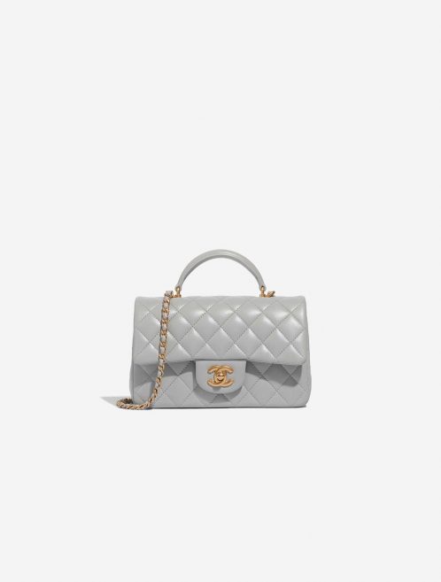 Pre-owned Chanel bag Timeless Handle Mini Rectangular Lamb Grey Grey Front | Sell your designer bag on Saclab.com