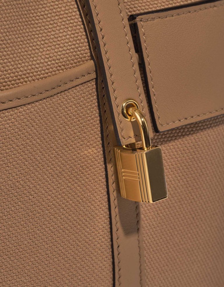 Pre-owned Hermès bag Picotin Cargo 18 Toile Goeland / Swift Chai Brown Closing System | Sell your designer bag on Saclab.com