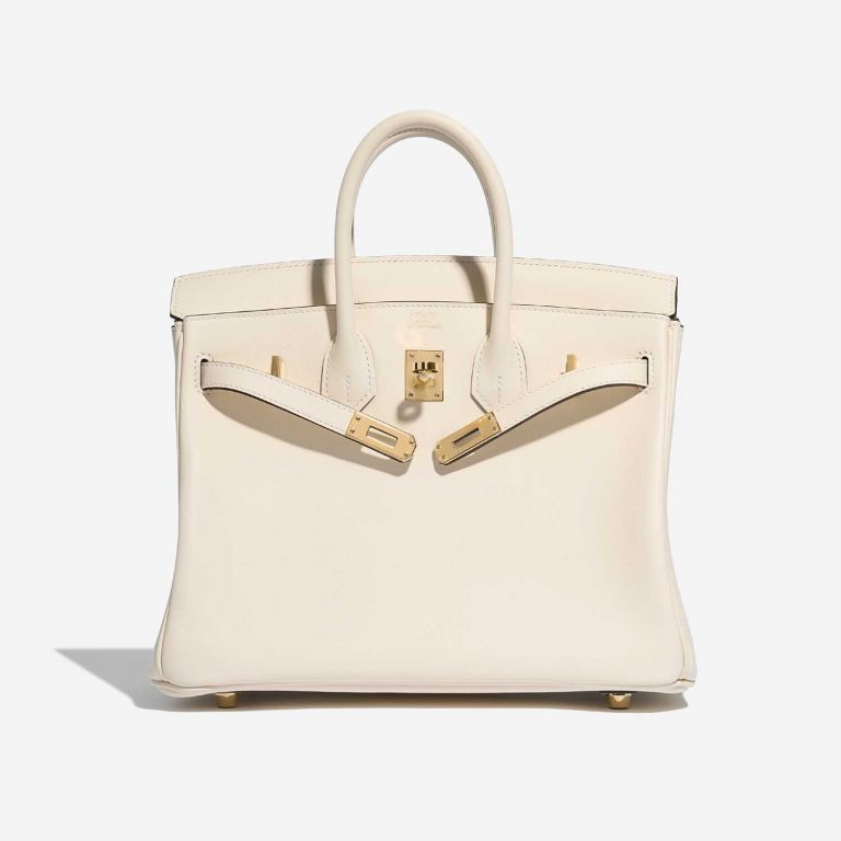 Pre-owned Hermès bag Birkin 25 Swift Nata White Front Open | Sell your designer bag on Saclab.com
