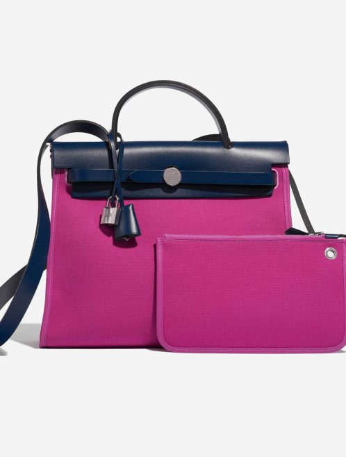 Pre-owned Hermès bag Herbag 31 Vache Hunter / Toile  Bleu Saphir / Magnolia Pink Front | Sell your designer bag on Saclab.com