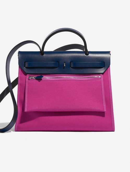 Pre-owned Hermès bag Herbag 31 Vache Hunter / Toile  Bleu Saphir / Magnolia Pink Back | Sell your designer bag on Saclab.com