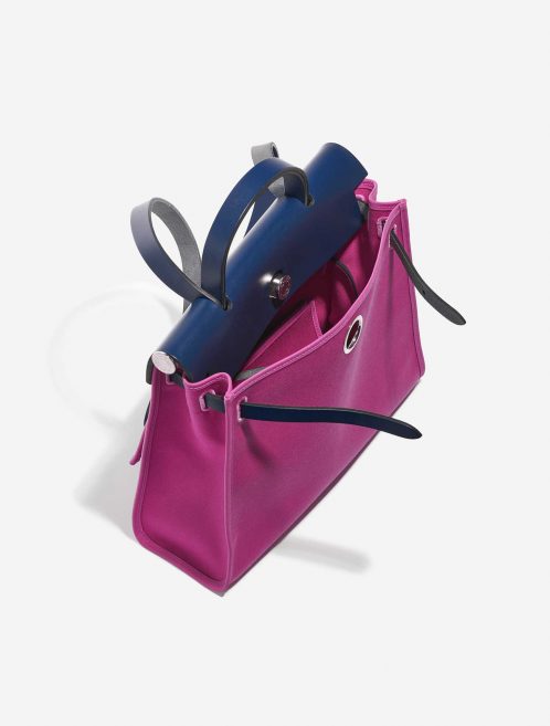 Pre-owned Hermès bag Herbag 31 Vache Hunter / Toile  Bleu Saphir / Magnolia Pink Inside | Sell your designer bag on Saclab.com