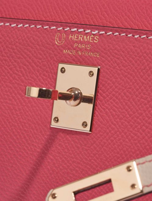 Pre-owned Hermès bag Kelly HSS 25 Epsom Rose Azalee / Craie Rose Logo | Sell your designer bag on Saclab.com