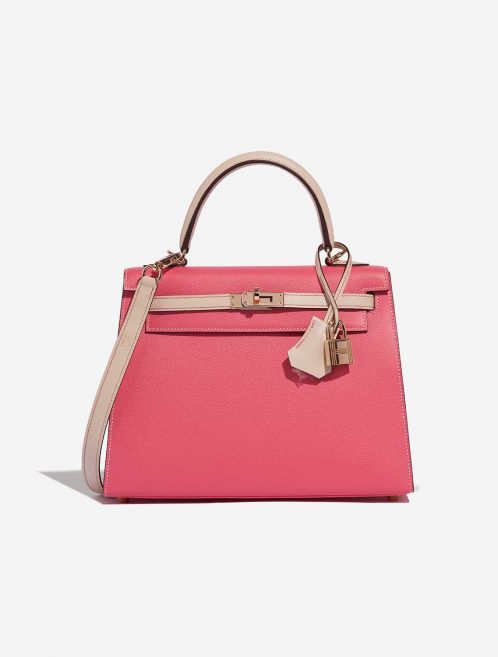 Pre-owned Hermès bag Kelly HSS 25 Epsom Rose Azalee / Craie Rose Front | Sell your designer bag on Saclab.com