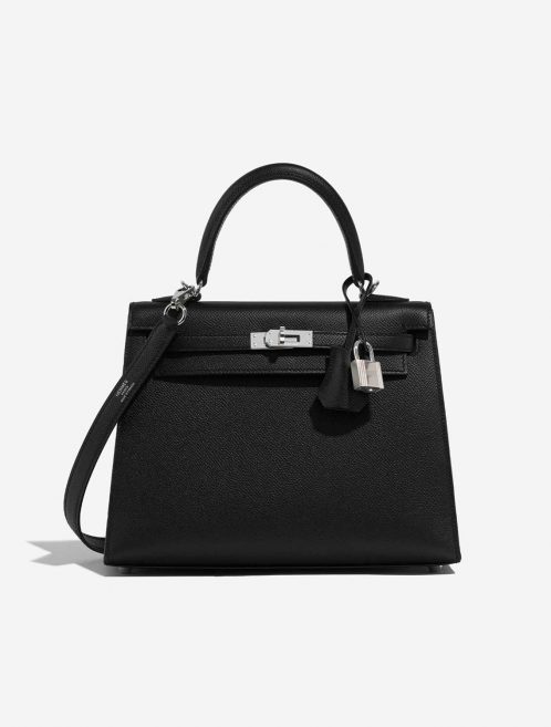 Pre-owned Hermès bag Kelly 25 Epsom Black Black Front | Sell your designer bag on Saclab.com