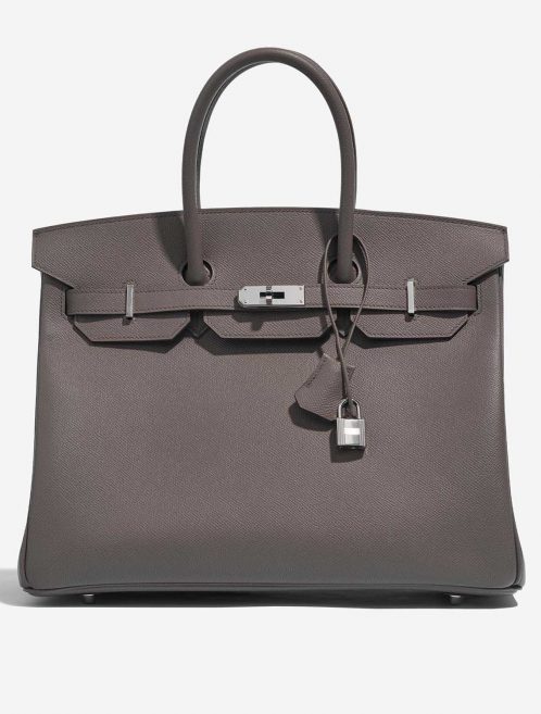 Pre-owned Hermès bag Birkin 35 Epsom Étain Grey Front | Sell your designer bag on Saclab.com