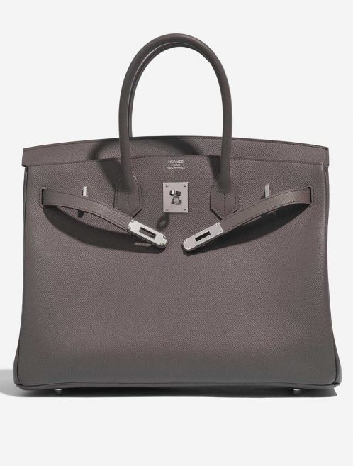 Pre-owned Hermès bag Birkin 35 Epsom Étain Grey Front Open | Sell your designer bag on Saclab.com