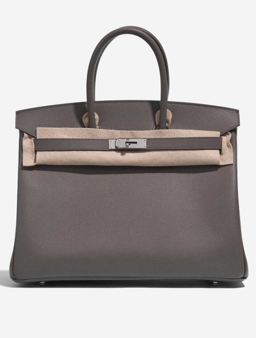 Pre-owned Hermès bag Birkin 35 Epsom Étain Grey Front Velt | Sell your designer bag on Saclab.com