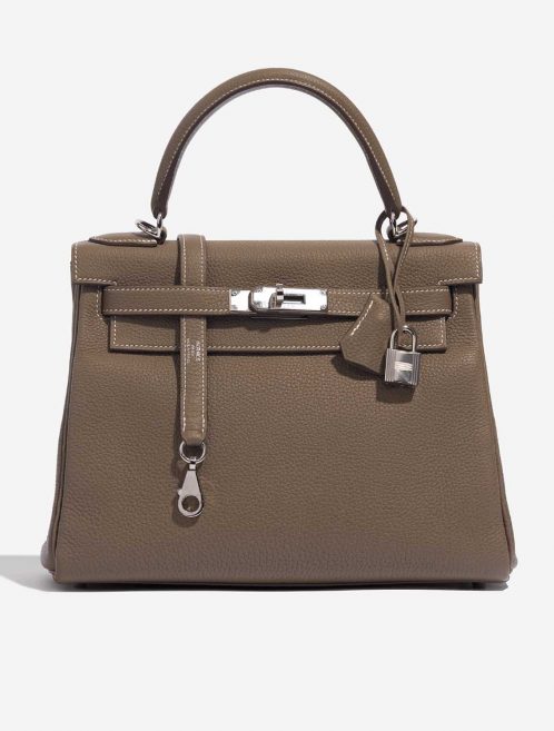 Pre-owned Hermès bag Kelly 28 Togo Etoupe Brown, Grey Front | Sell your designer bag on Saclab.com