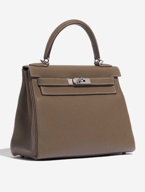 Pre-owned Hermès bag Kelly 28 Togo Etoupe Brown, Grey Side Front | Sell your designer bag on Saclab.com