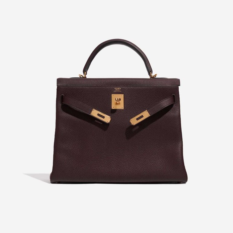 Pre-owned Hermès bag Kelly 32 Clemence Rouge Sellier Red Front Open | Sell your designer bag on Saclab.com