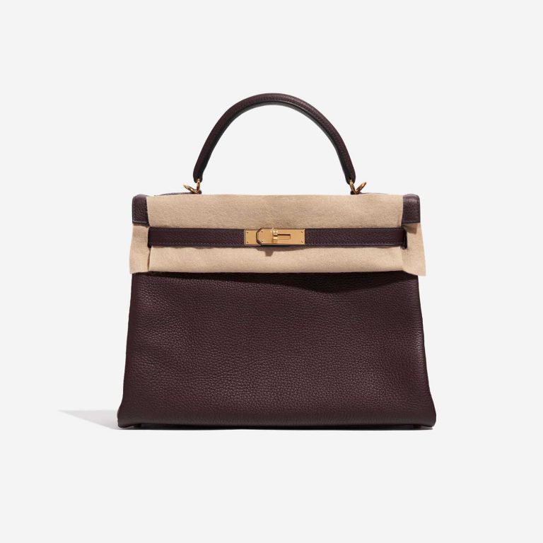 Pre-owned Hermès bag Kelly 32 Clemence Rouge Sellier Red Front Velt | Sell your designer bag on Saclab.com