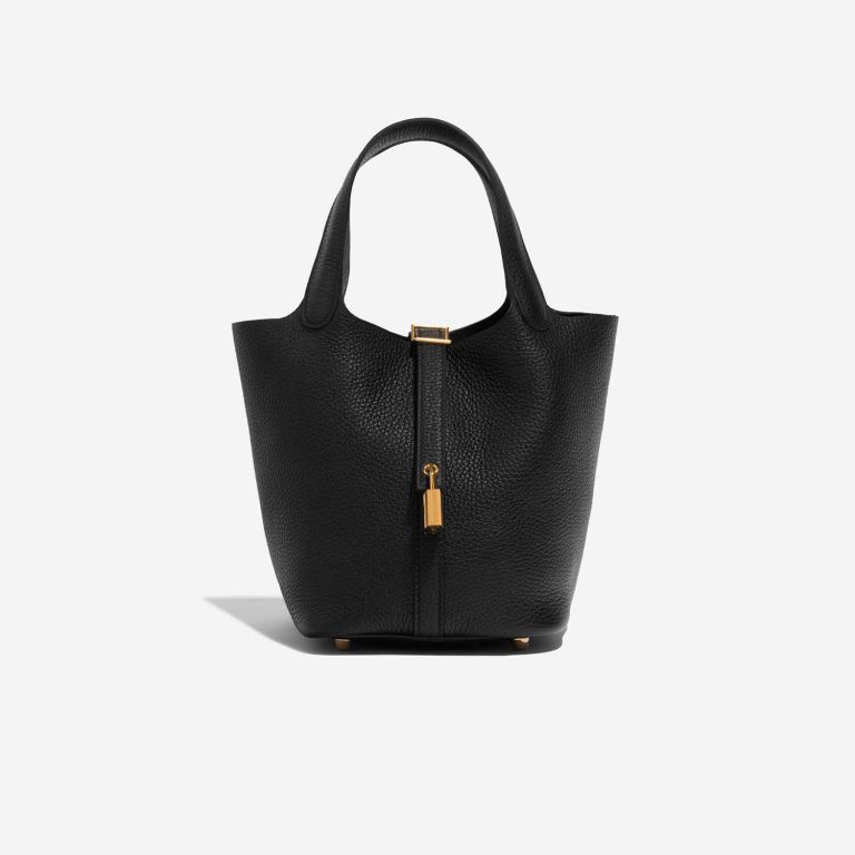Pre-owned Hermès bag Picotin 18 Taurillon Clemence Black Black Front | Sell your designer bag on Saclab.com