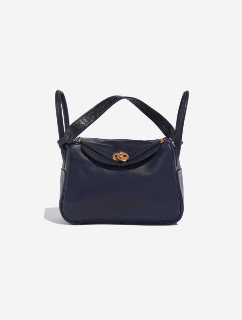 Pre-owned Hermès bag Lindy Touch 26 Veau Volupto / Crocodile Niloticus Blue Nuit / Blue Marine Blue Front | Sell your designer bag on Saclab.com