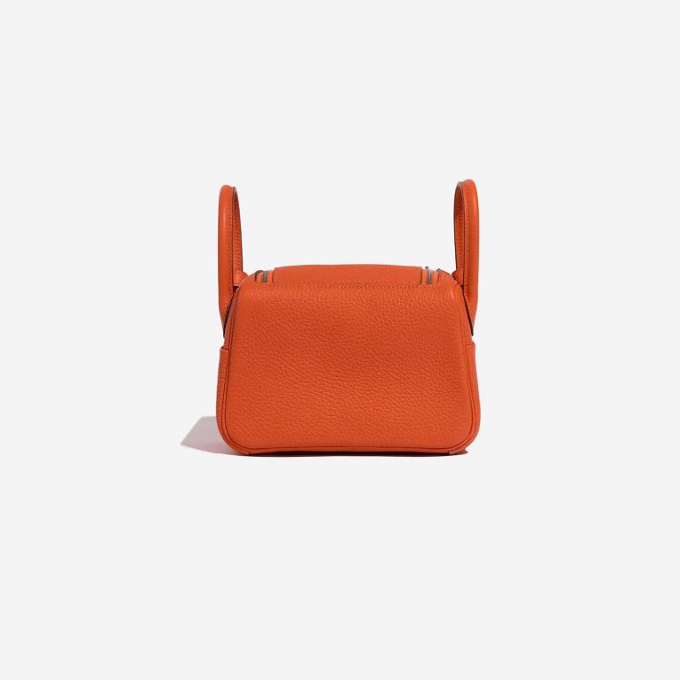 Pre-owned Hermès bag Lindy 20 Mini Taurillon Clemence Feu Orange Back | Sell your designer bag on Saclab.com