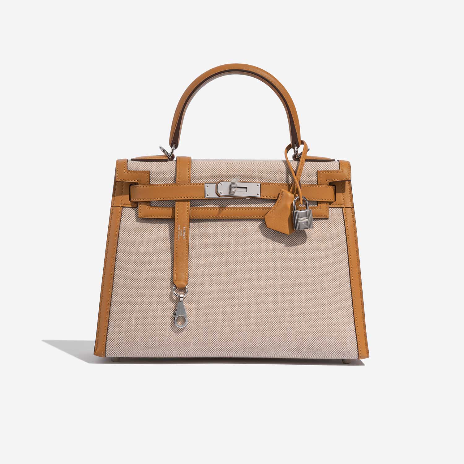 Hermès Kelly 28 Toile H / Swift Sesame / Ecru / Beige | SACLÀB