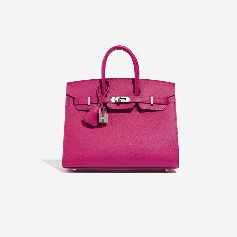 Pre-owned Hermès bag Birkin 25 Veau Madame Rose Pourpre Pink Front | Sell your designer bag on Saclab.com
