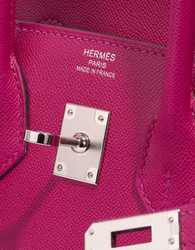 Pre-owned Hermès bag Birkin 25 Veau Madame Rose Pourpre Pink Logo | Sell your designer bag on Saclab.com
