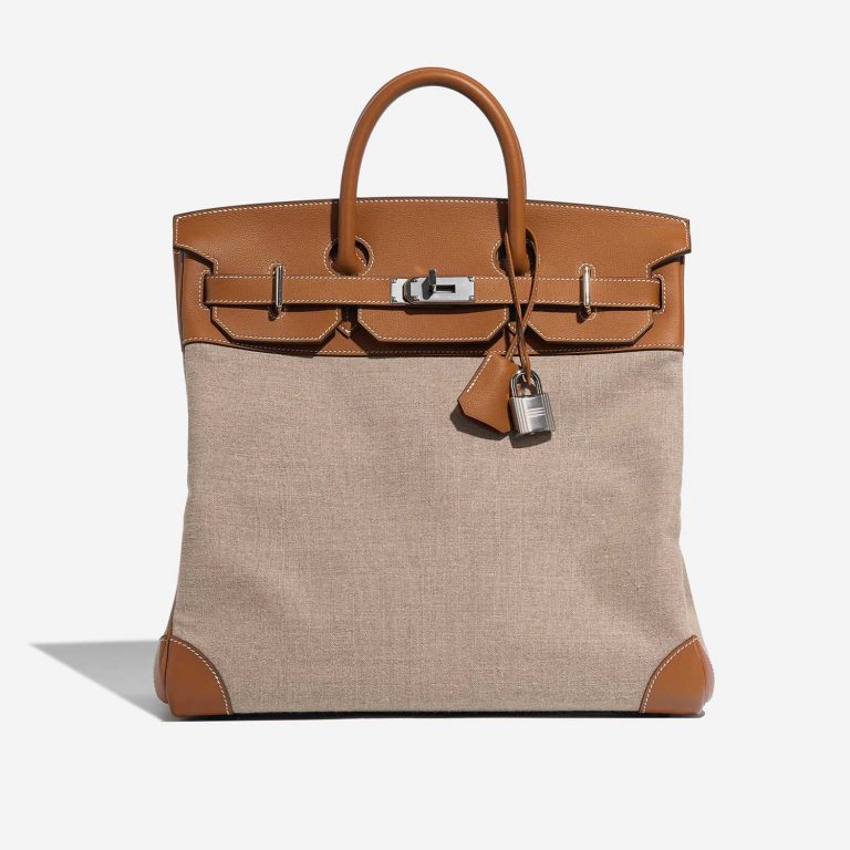 Pre-owned Hermès bag HautÀCourroies 40 Gold-Ficelle Front | Sell your designer bag on Saclab.com