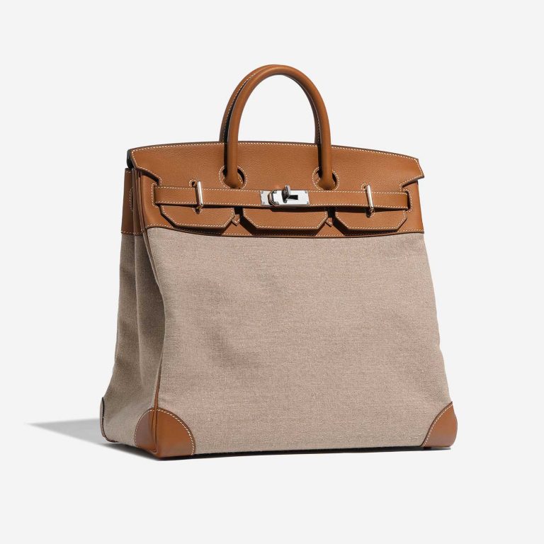 Pre-owned Hermès bag HautÀCourroies 40 Gold-Ficelle Side Front | Sell your designer bag on Saclab.com