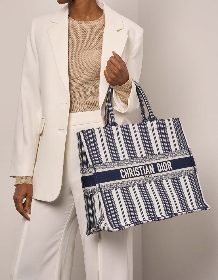 Dior BookTote Large Beige-Blue Front  | Sell your designer bag on Saclab.com