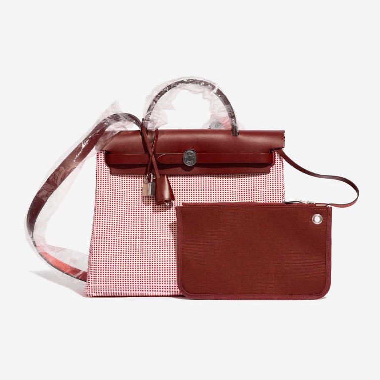 Hermès Herbag 31 EcruBlanc-Framboise-Rouge Front  | Sell your designer bag on Saclab.com