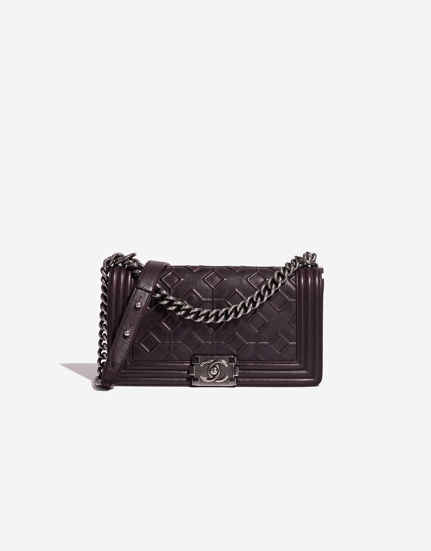 Chanel Boy Old Medium Calf Aubergine | SACLÀB