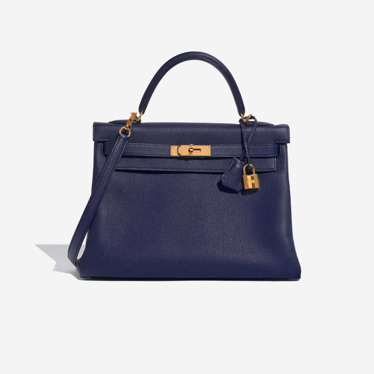 Hermès Kelly 32 BlueEncre Front  | Sell your designer bag on Saclab.com